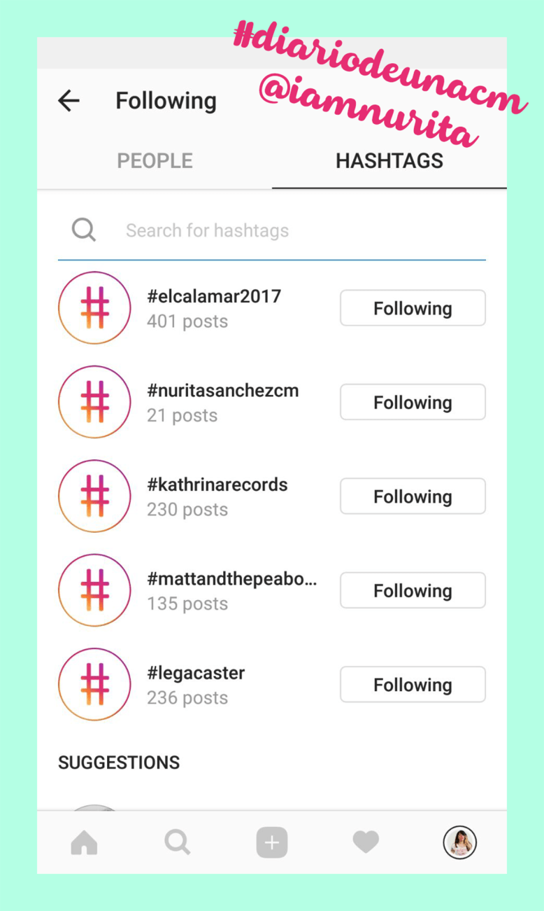 seguir hashtags